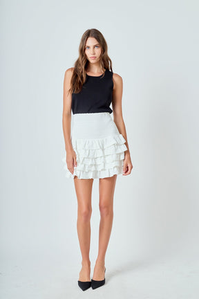 ENDLESS ROSE - Tiered Ruffle Mini Skirt - SKIRTS available at Objectrare