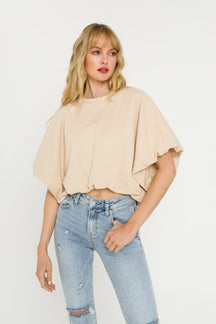GREY LAB - High-Low Cropped T-Shirt - T-SHIRTS available at Objectrare