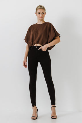 GREY LAB - High-Low Cropped T-Shirt - T-SHIRTS available at Objectrare