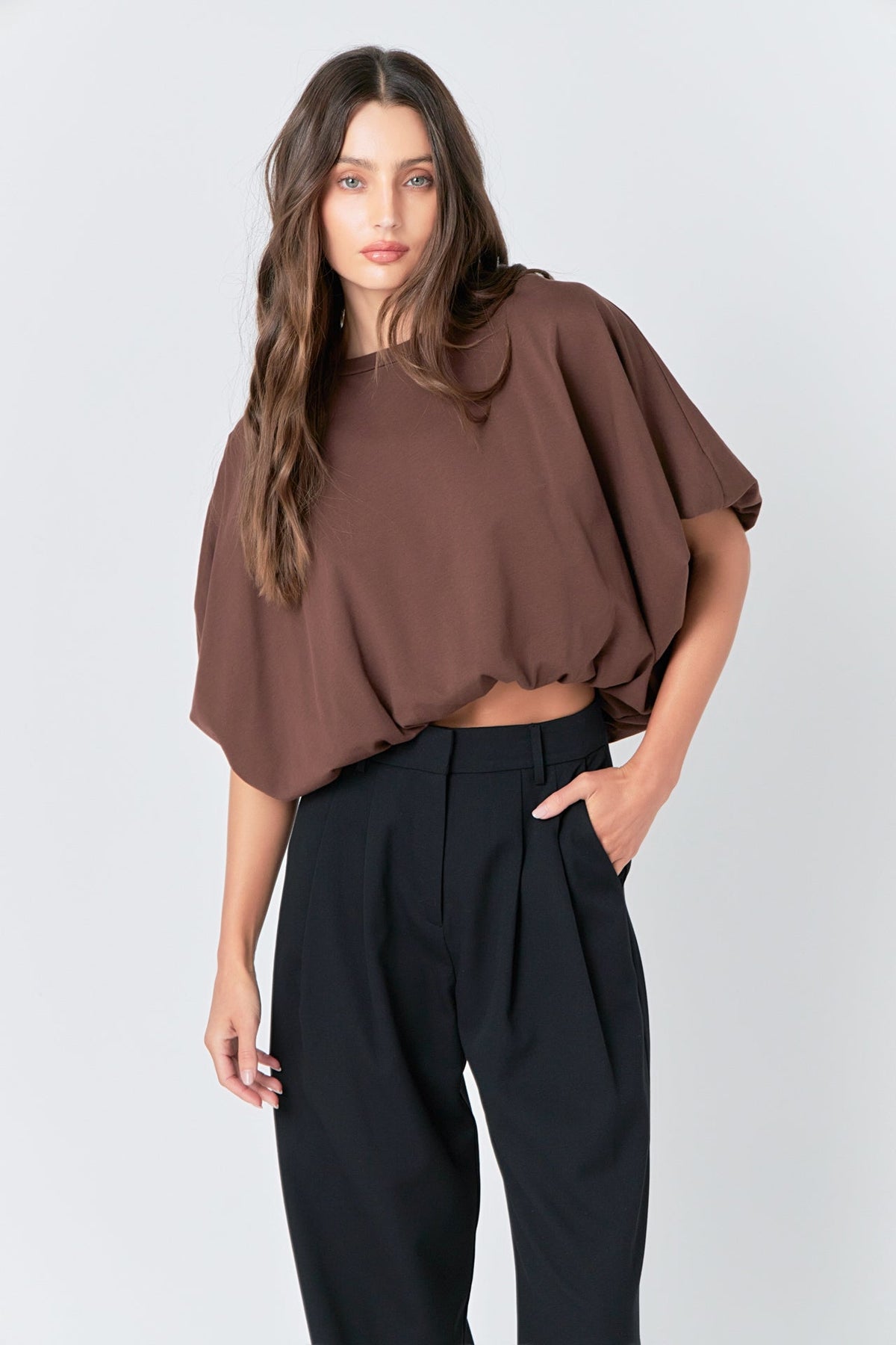 GREY LAB - High-Low Cropped T-Shirt - TOPS available at Objectrare