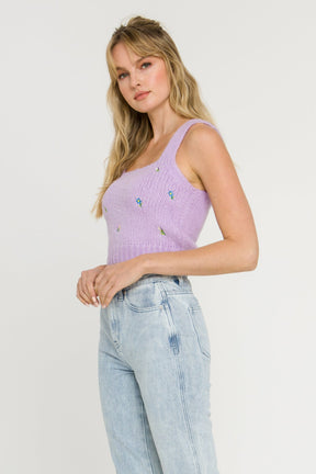 ENGLISH FACTORY - Floral Embroidered Knit Top - SWEATERS & KNITS available at Objectrare