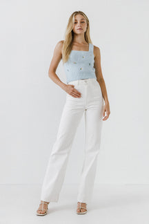 ENGLISH FACTORY - Floral Embroidered Knit Top - SWEATERS & KNITS available at Objectrare