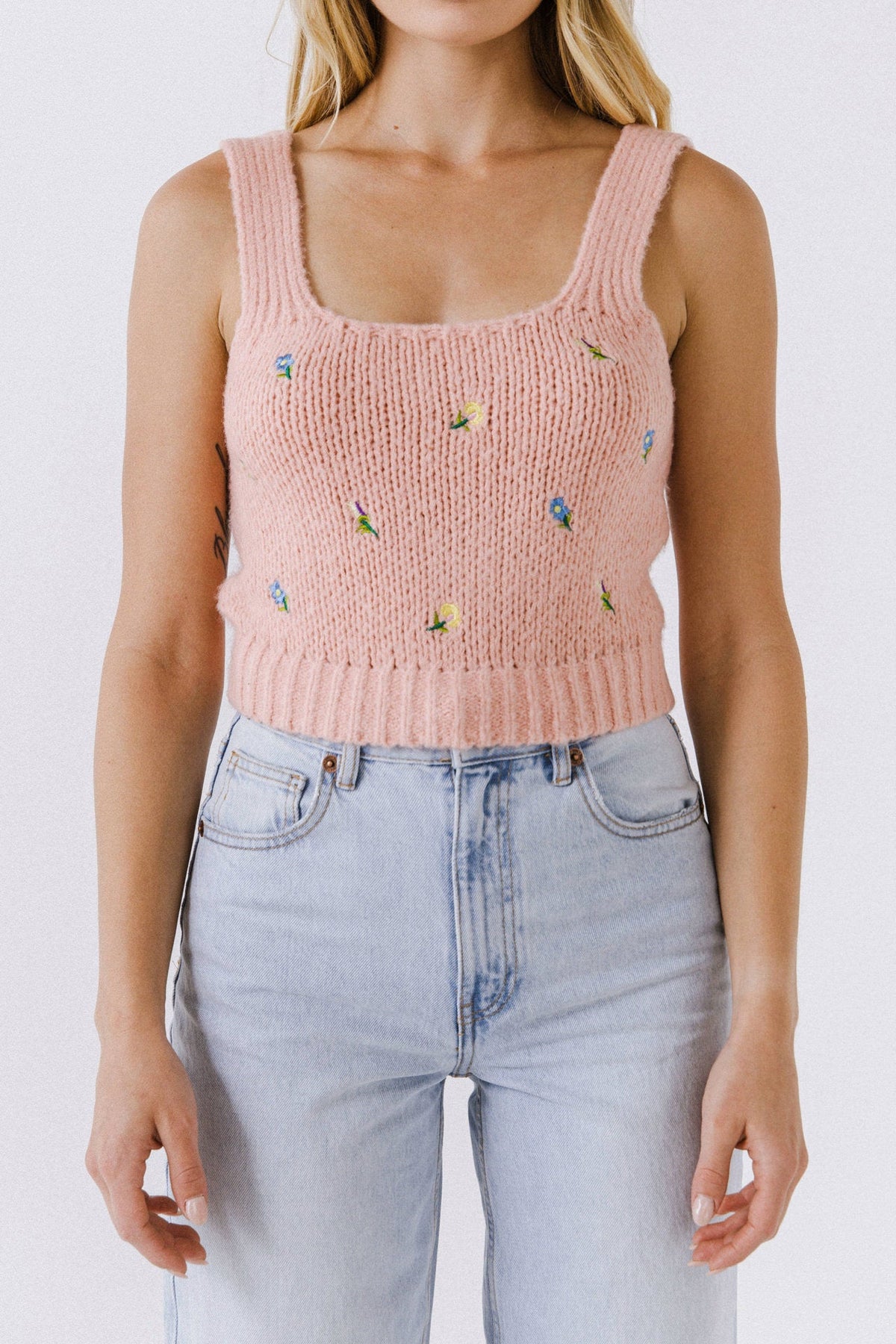 ENGLISH FACTORY - Floral Embroidered Knit Top - SWEATERS & KNITS available at Objectrare