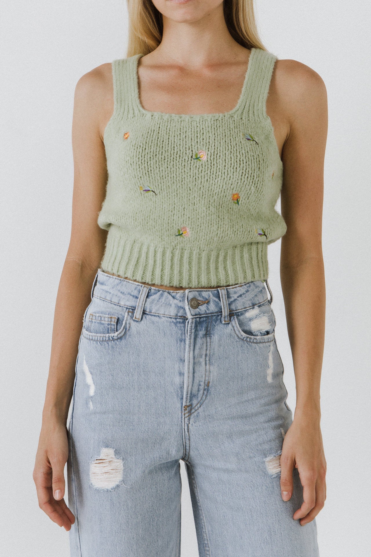 ENGLISH FACTORY - Floral Embroidered Knit Top - SWEATERS & KNITS available at Objectrare