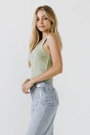 ENGLISH FACTORY - Floral Embroidered Knit Top - SWEATERS & KNITS available at Objectrare