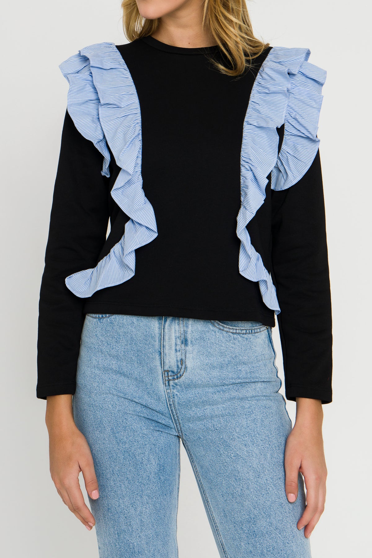 Striped Ruffle Sweatshirt