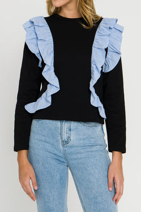 Striped Ruffle Sweatshirt