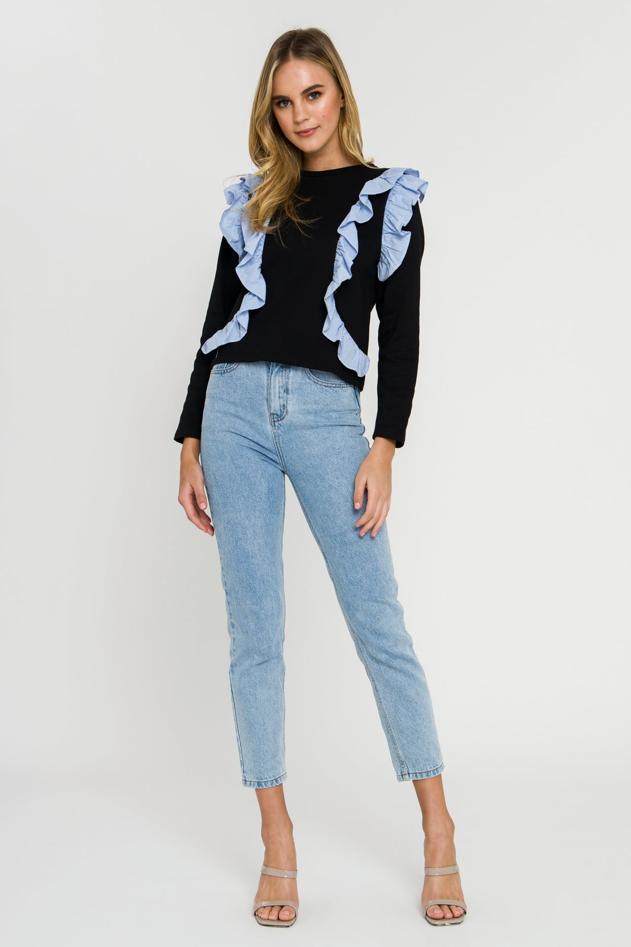 Striped Ruffle Sweatshirt