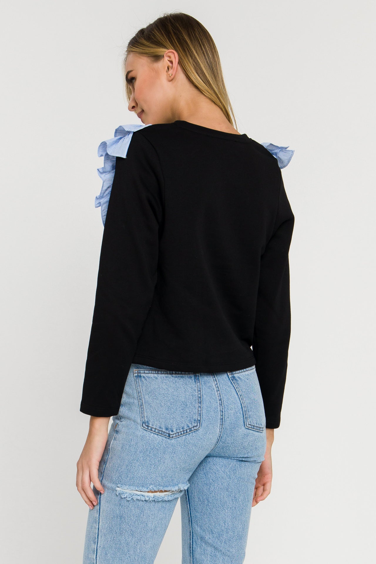 Striped Ruffle Sweatshirt