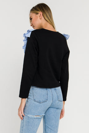 Striped Ruffle Sweatshirt