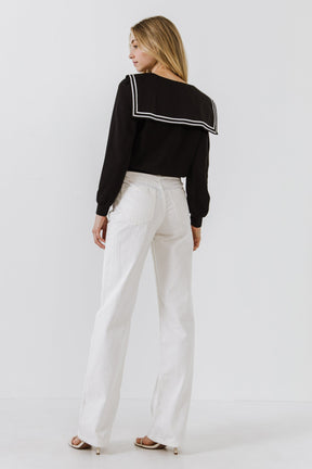 ENGLISH FACTORY - Sailor Collar Sweatshirt - TOPS available at Objectrare