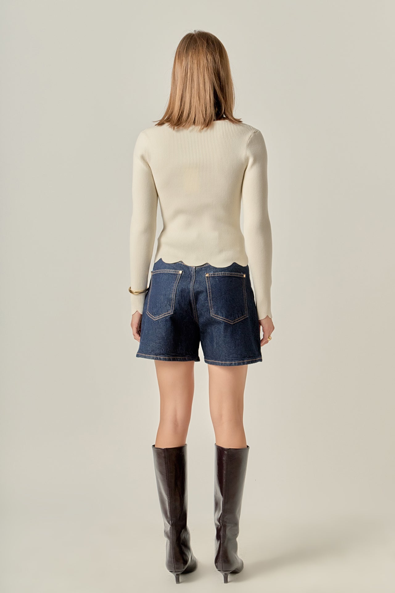 ENGLISH FACTORY - Scallop Hem Long Sleeve Sweater - SWEATERS & KNITS available at Objectrare