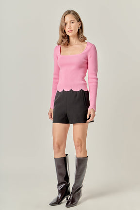 ENGLISH FACTORY - Scallop Hem Long Sleeve Sweater - SWEATERS & KNITS available at Objectrare