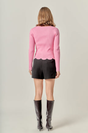 ENGLISH FACTORY - Scallop Hem Long Sleeve Sweater - SWEATERS & KNITS available at Objectrare