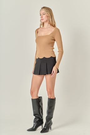 ENGLISH FACTORY - Scallop Hem Long Sleeve Sweater - SWEATERS & KNITS available at Objectrare