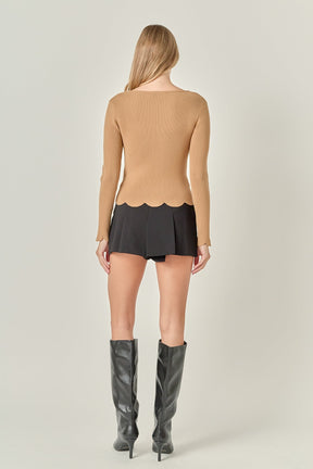 ENGLISH FACTORY - Scallop Hem Long Sleeve Sweater - SWEATERS & KNITS available at Objectrare
