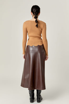 ENGLISH FACTORY - Scallop Hem Long Sleeve Sweater - SWEATERS & KNITS available at Objectrare