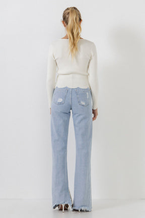 ENGLISH FACTORY - Scallop Hem Long Sleeve Sweater - SWEATERS & KNITS available at Objectrare