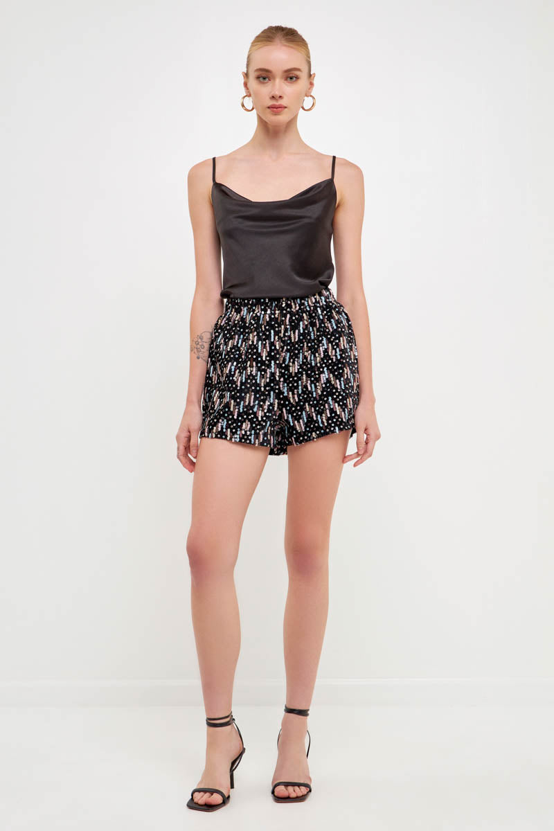 ENDLESS ROSE - High-Waisted Sequin Shorts - SHORTS available at Objectrare