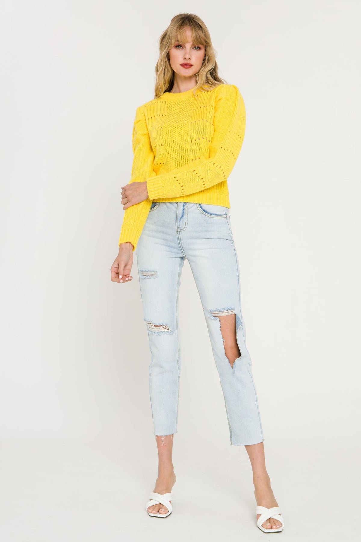 Pleated Long Sleeve Sweater