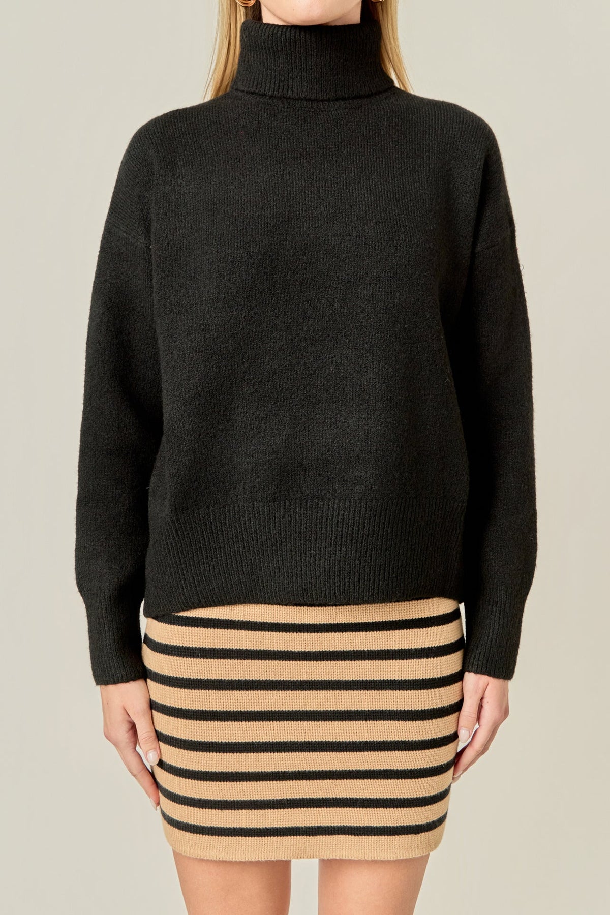ENGLISH FACTORY - Turtleneck Long Sleeve Sweater - SWEATERS & KNITS available at Objectrare