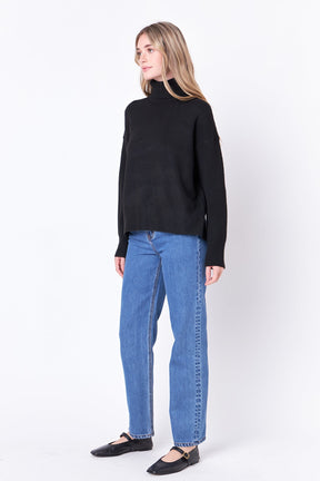 ENGLISH FACTORY - Turtleneck Long Sleeve Sweater - SWEATERS & KNITS available at Objectrare