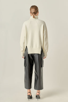 ENGLISH FACTORY - Turtleneck Long Sleeve Sweater - SWEATERS & KNITS available at Objectrare