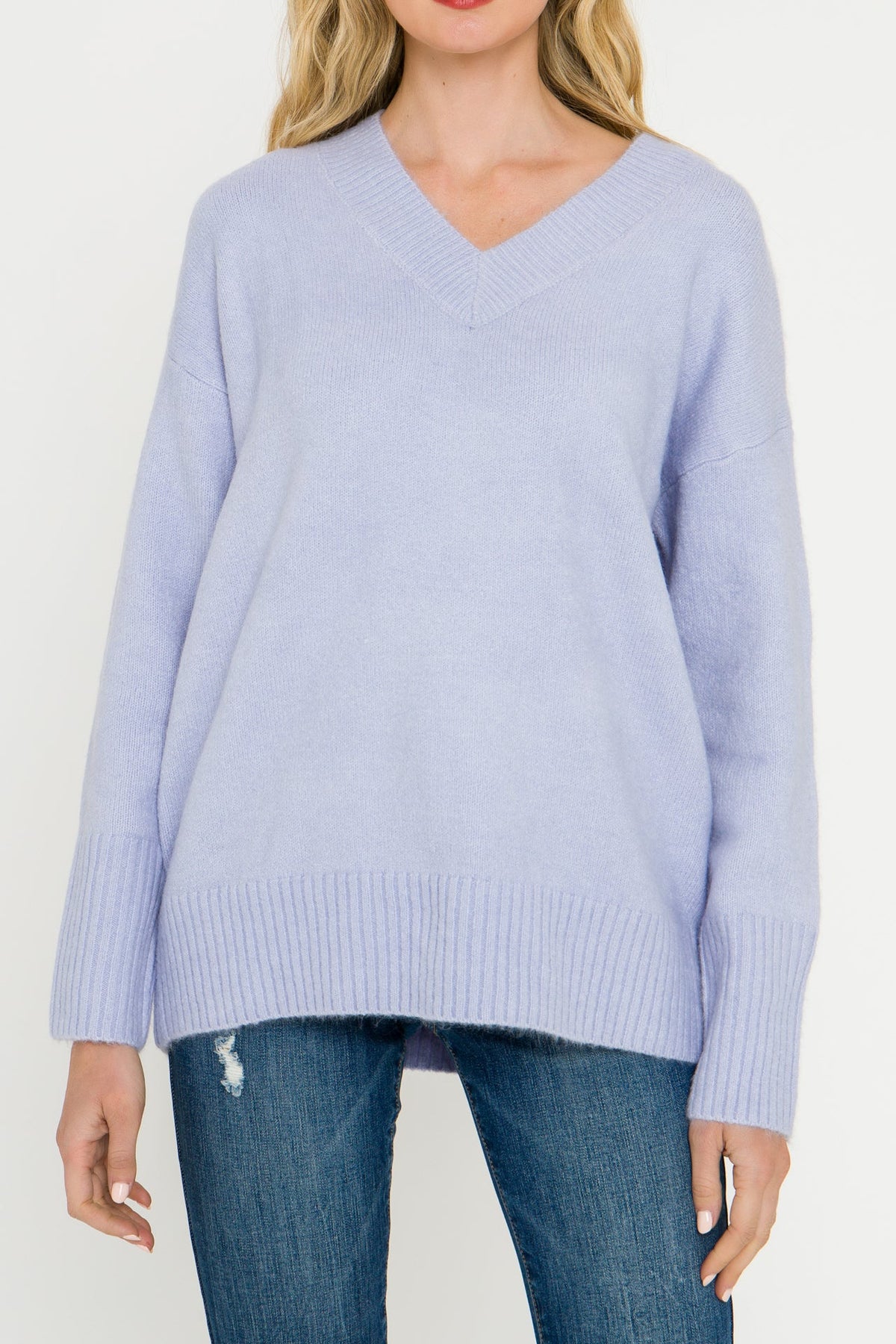 ENDLESS ROSE - V-Neck Long Sleeve Sweater - SWEATERS & KNITS available at Objectrare