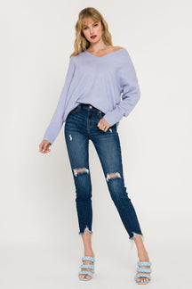 ENDLESS ROSE - Endless Rose - V-Neck Long Sleeve Sweater - SWEATERS & KNITS available at Objectrare