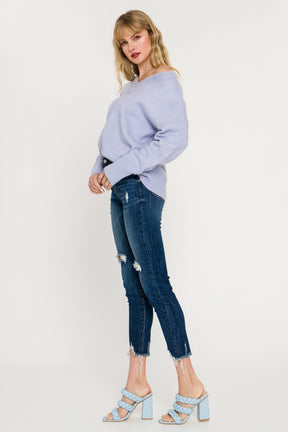 ENDLESS ROSE - V-Neck Long Sleeve Sweater - SWEATERS & KNITS available at Objectrare