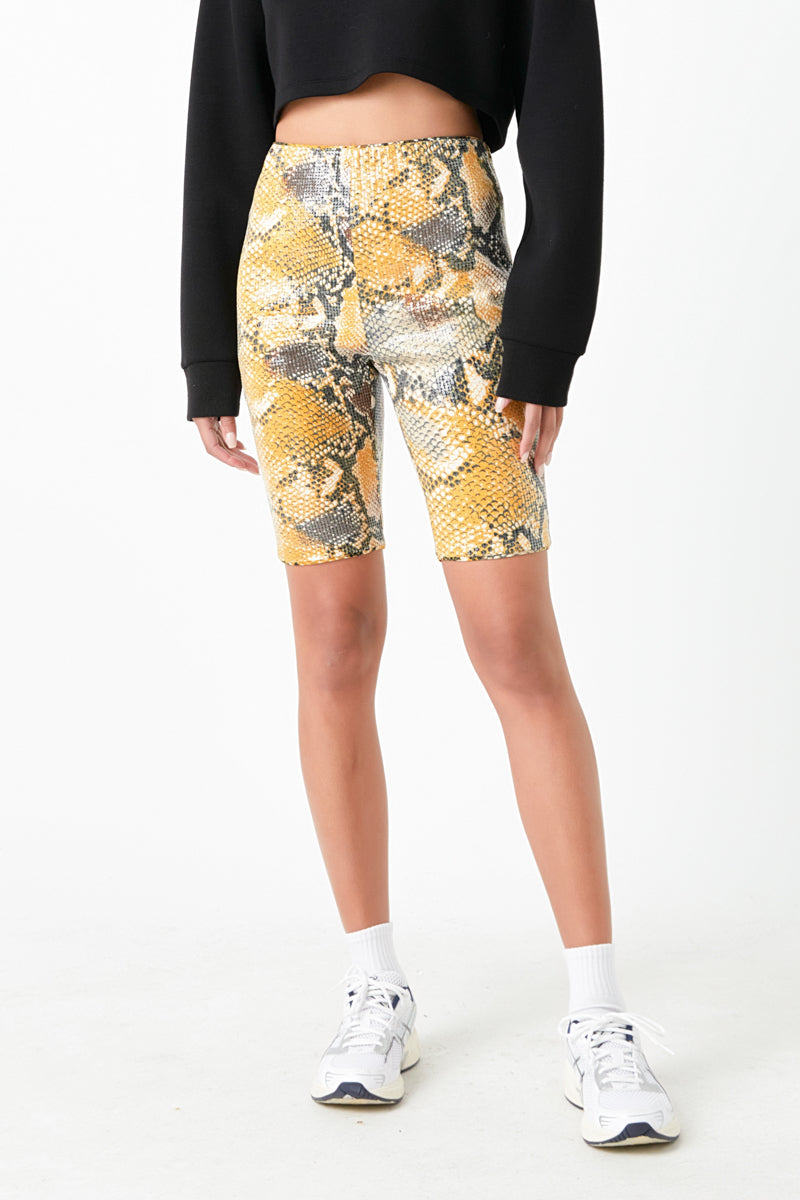 GREY LAB - Python Sequin Biker Shorts - SHORTS available at Objectrare