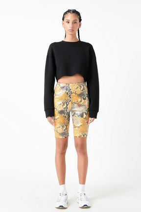 GREY LAB - Python Sequin Biker Shorts - BIKER SHORT available at Objectrare