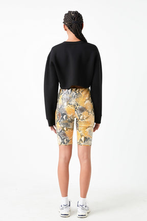 GREY LAB - Python Sequin Biker Shorts - BIKER SHORT available at Objectrare