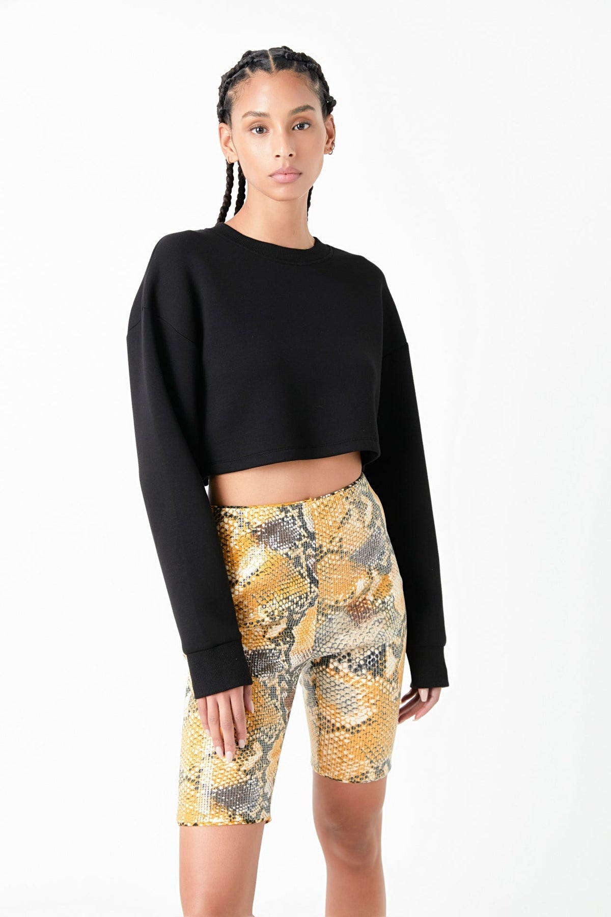 GREY LAB - Python Sequin Biker Shorts - BIKER SHORT available at Objectrare