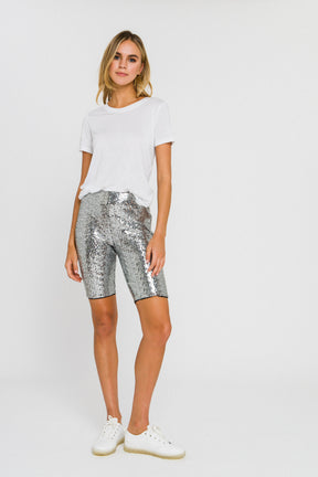 GREY LAB - Sequin Biker Shorts - SHORTS available at Objectrare