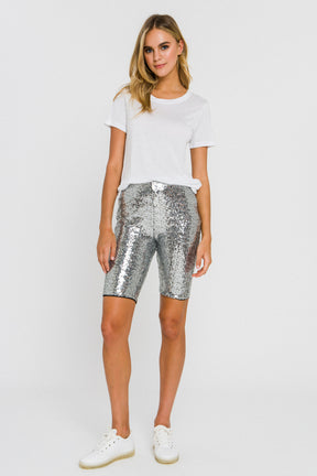 GREY LAB - Sequin Biker Shorts - SHORTS available at Objectrare