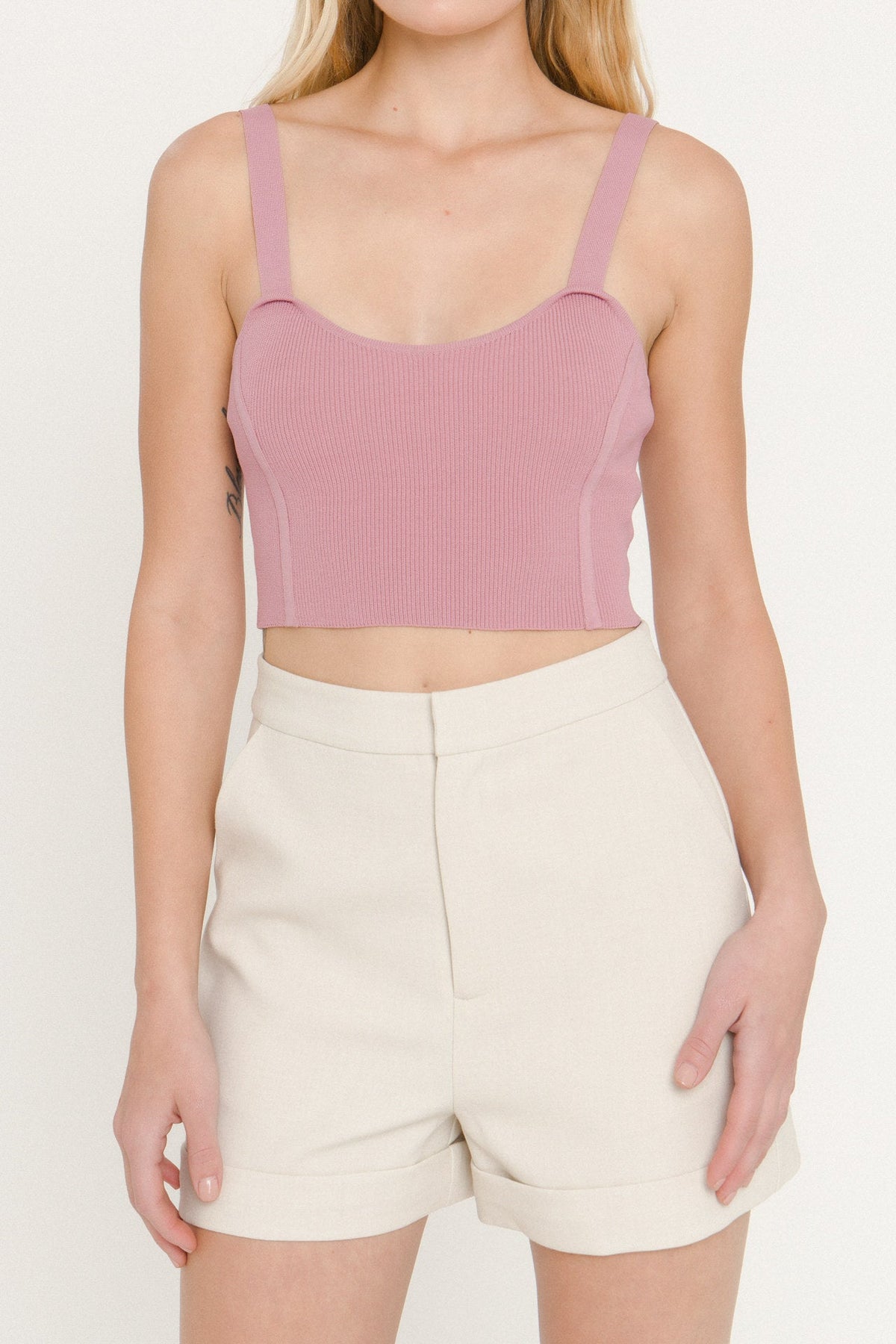 ENDLESS ROSE - Endless Rose - Cropped Knit Tank Top - SWEATERS & KNITS available at Objectrare