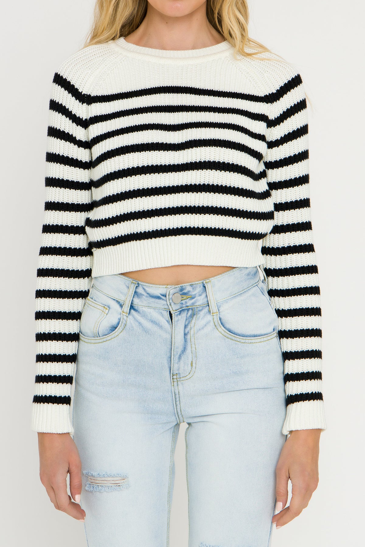 ENGLISH FACTORY - Striped Long Sleeve Sweater - SWEATERS & KNITS available at Objectrare