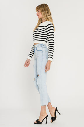 ENGLISH FACTORY - Striped Long Sleeve Sweater - SWEATERS & KNITS available at Objectrare