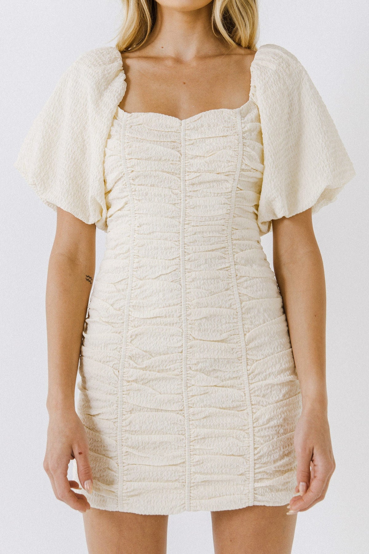 ENDLESS ROSE - Textured Off-The-Shoulder Dress - DRESSES available at Objectrare