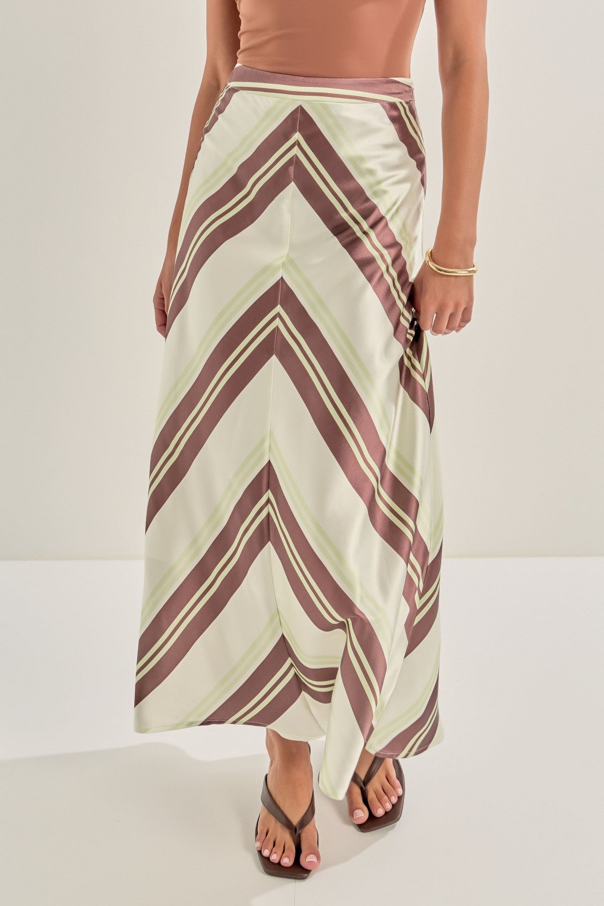 MARSY - Striped Long Skirt - SKIRTS available at Objectrare