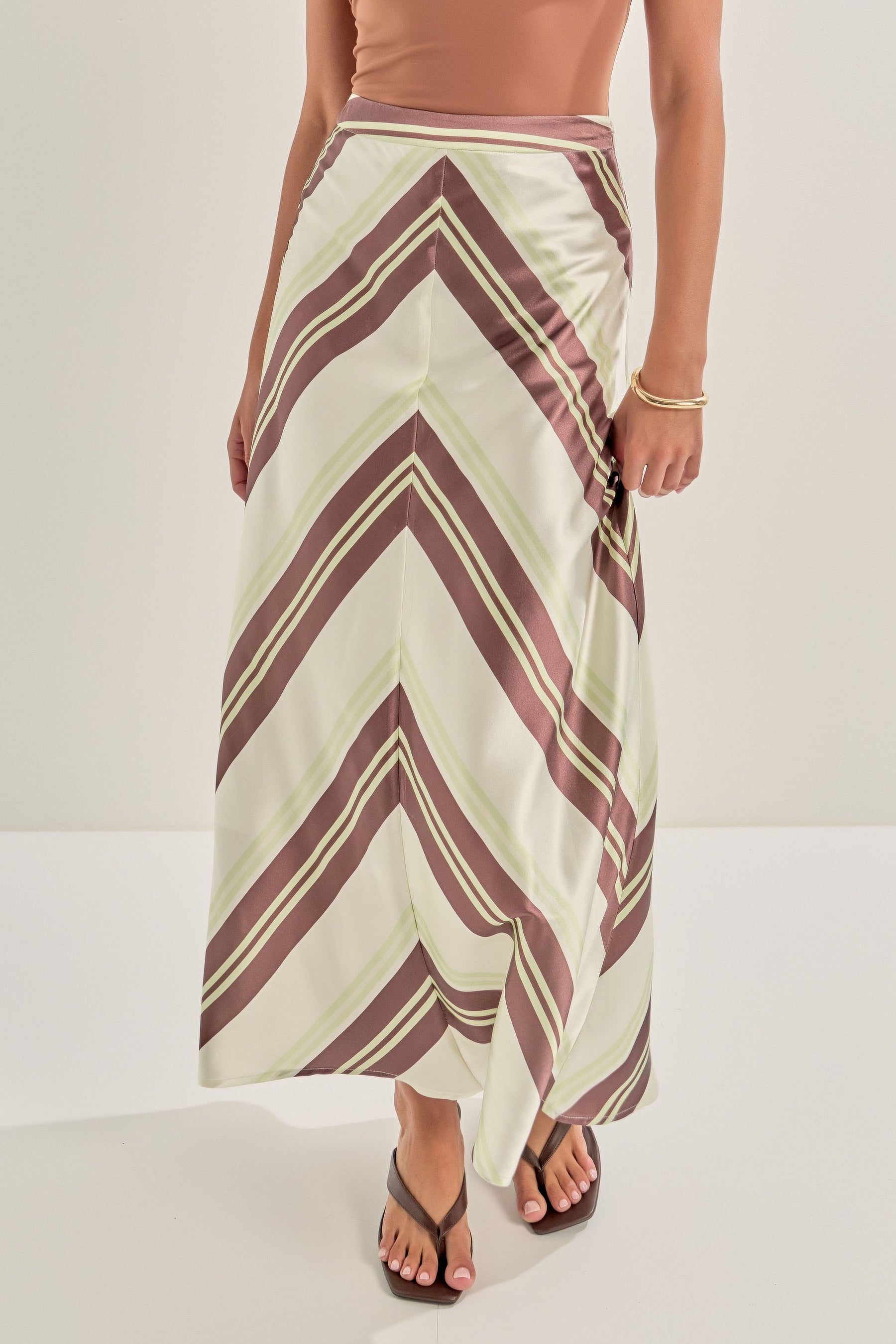 MARSY - Striped Long Skirt - SKIRTS available at Objectrare