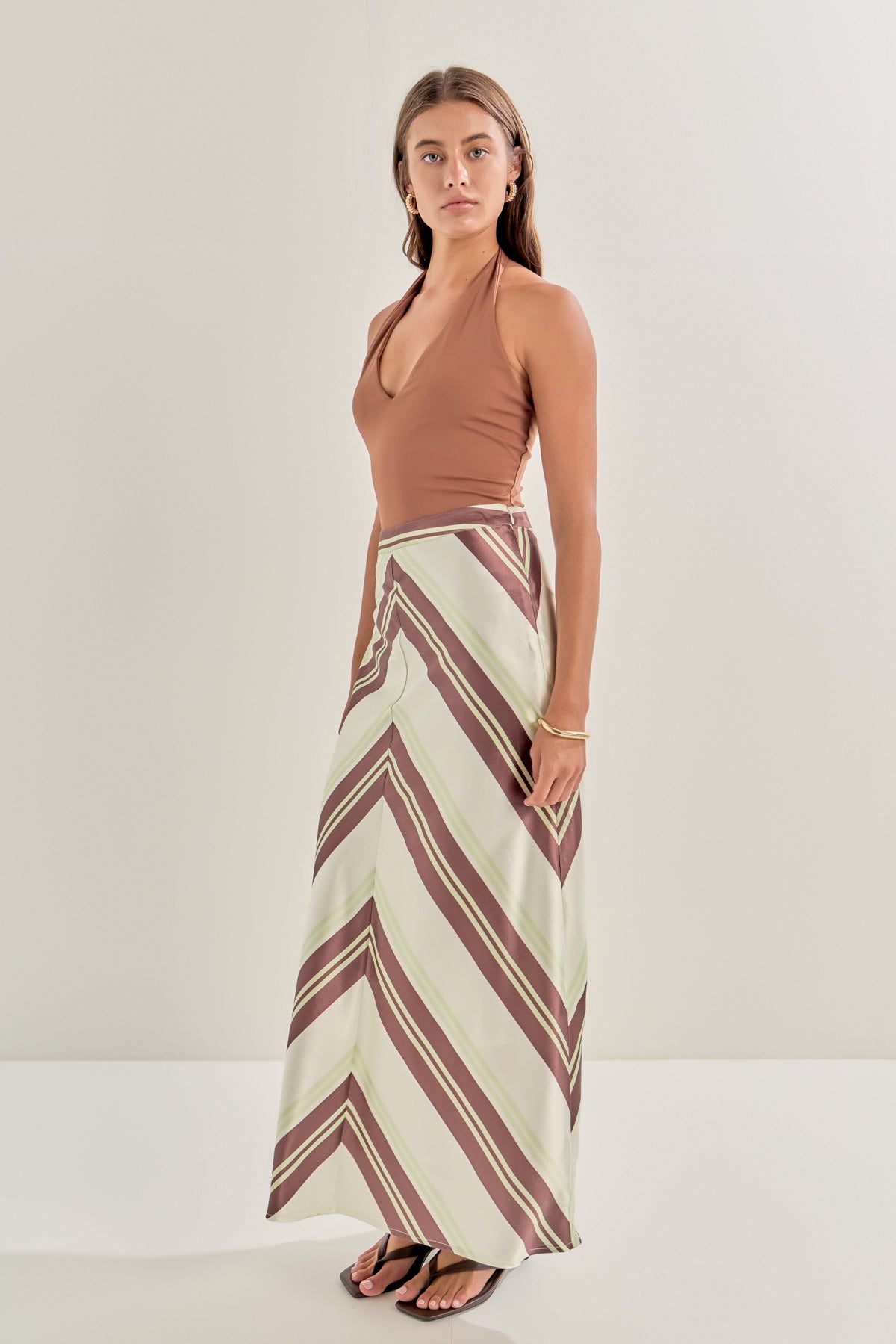 MARSY - Striped Long Skirt - SKIRTS available at Objectrare