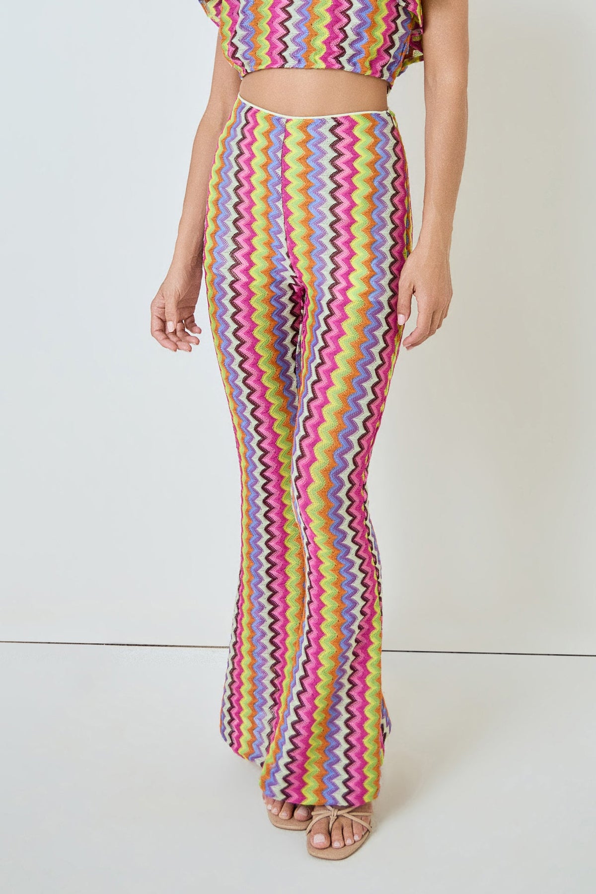 MARSY - Wavy Knit Flare Pants - PANTS available at Objectrare