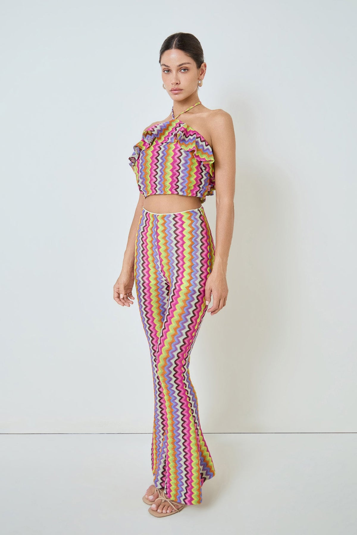 MARSY - Wavy Knit Flare Pants - PANTS available at Objectrare