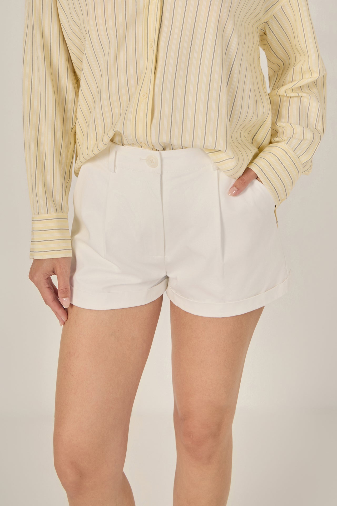 MARSY - Rolled-Up Fitted Shorts - PANTS available at Objectrare
