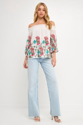 FREE THE ROSES - Embroidered Off Shoulder Top - TOPS available at Objectrare
