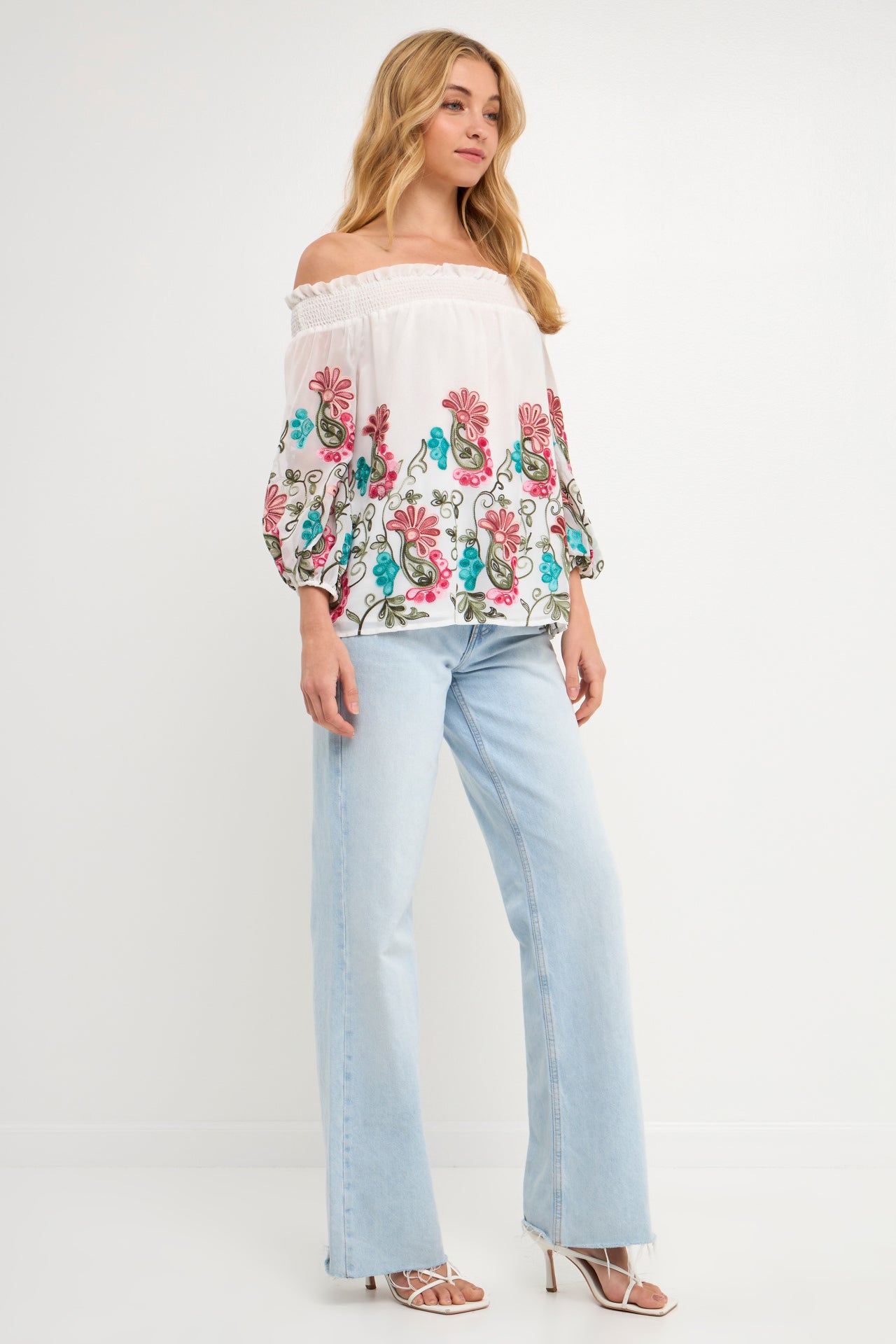 FREE THE ROSES - Embroidered Off Shoulder Top - TOPS available at Objectrare