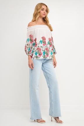 FREE THE ROSES - Embroidered Off Shoulder Top - TOPS available at Objectrare