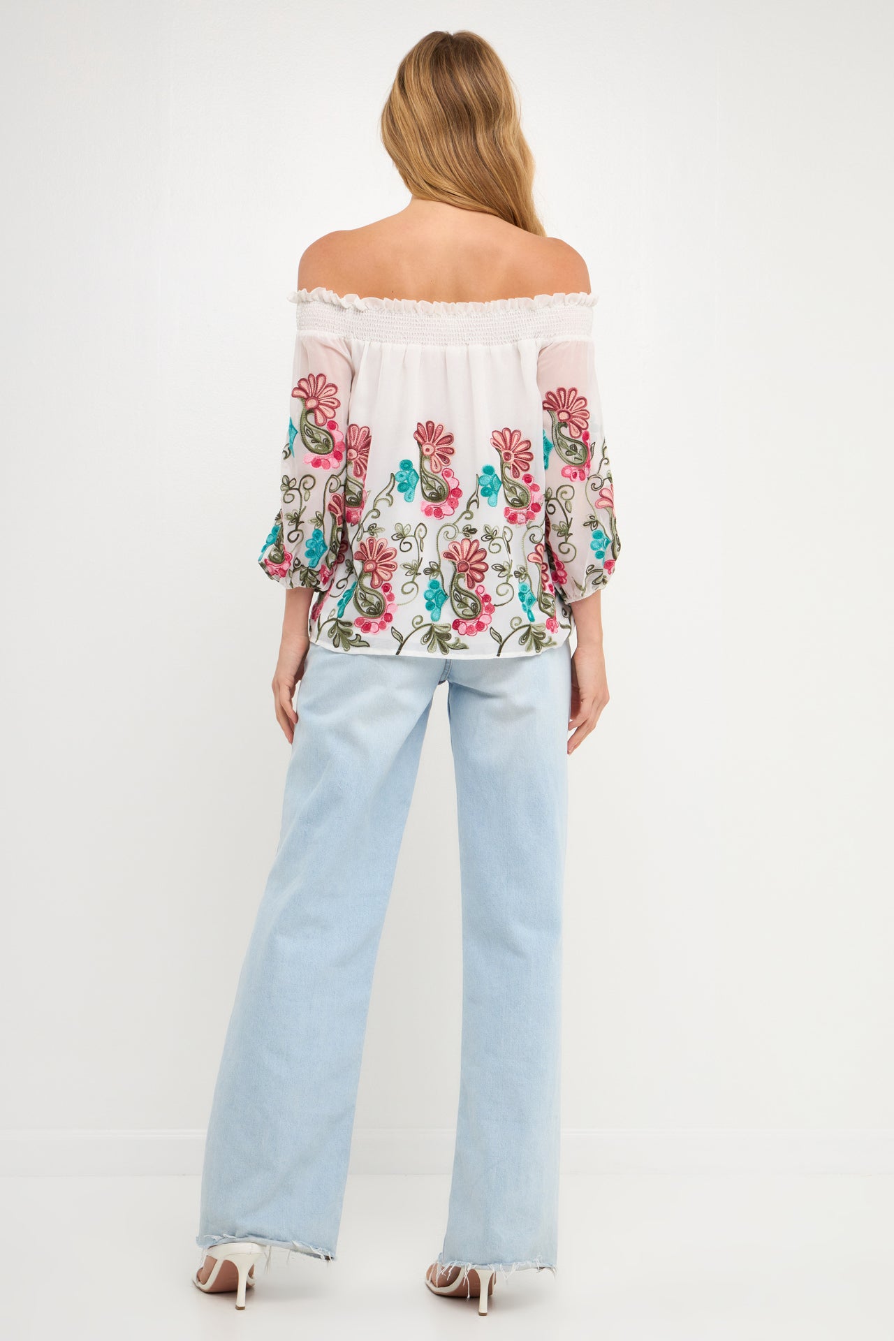 FREE THE ROSES - Embroidered Off Shoulder Top - TOPS available at Objectrare